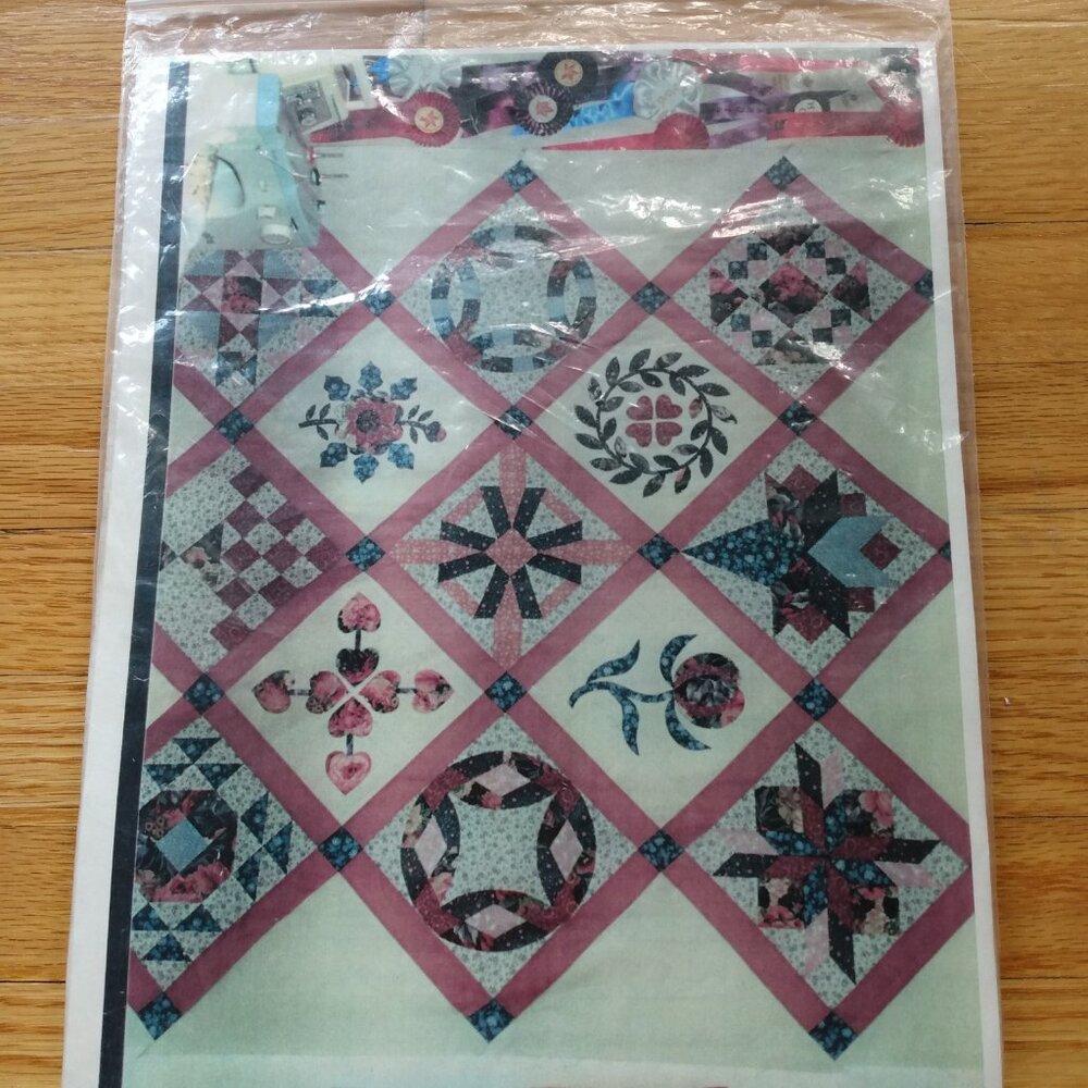 Vintage Quilt Sewing Pattern and Templates Hearts Flowers Country Farmhouse